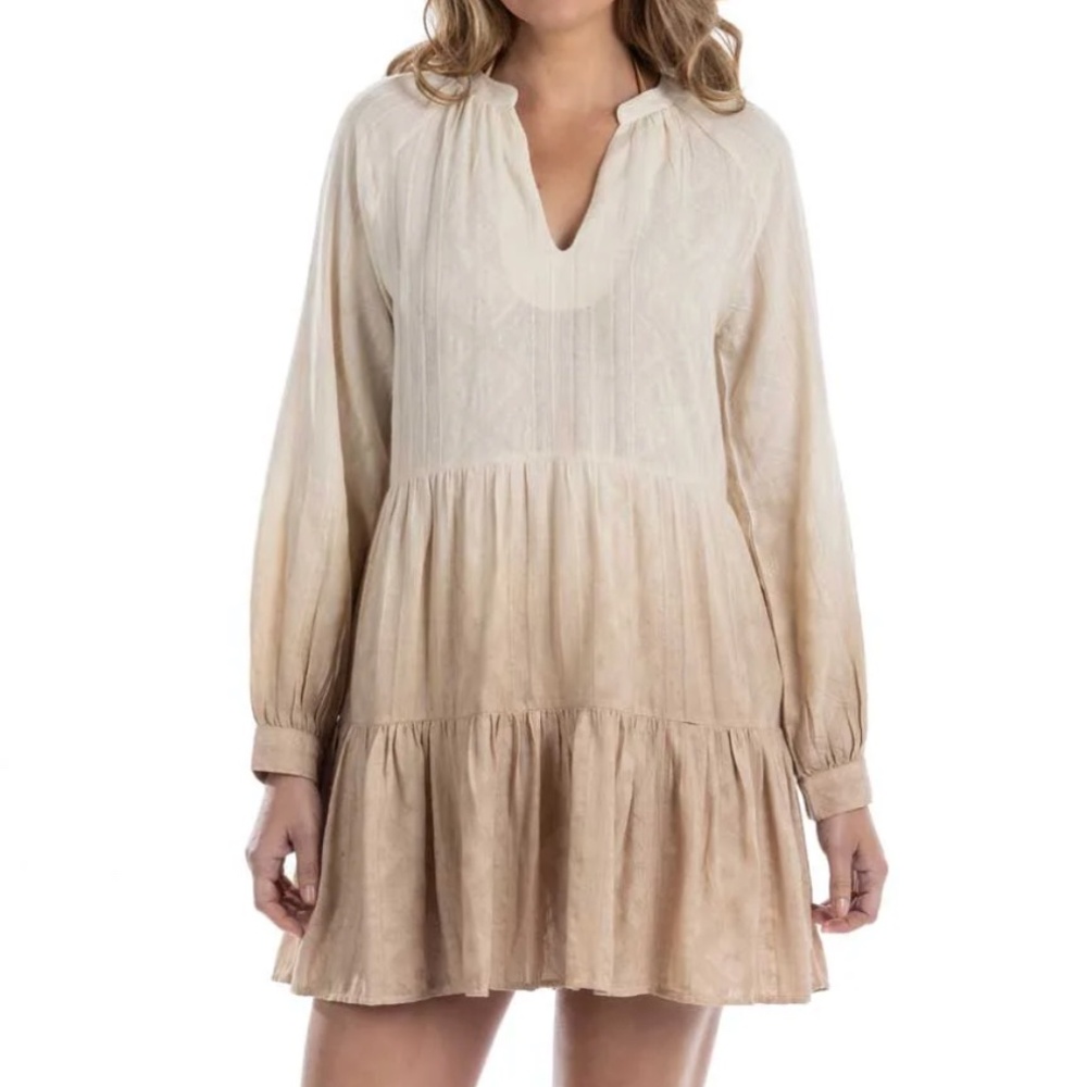 Dotti Womens Tulum Ombre Cotton Swim Cover Up Dobby Dress NWT Medium Resort wear